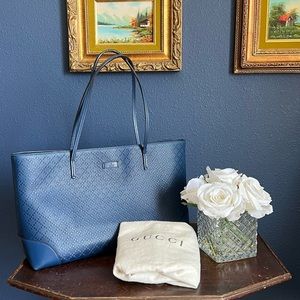 Gucci Blue Diamante Bright Leather Tote Bag